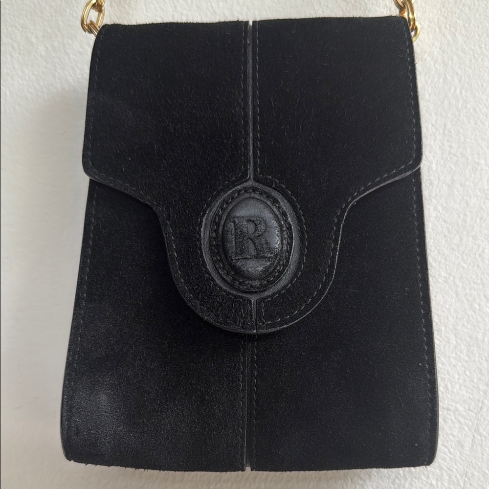 Rouje Black Crossbody Bag with Gold Chain